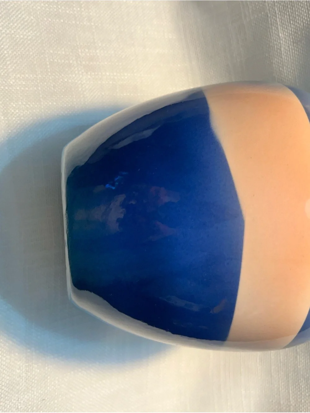 Blue Gradient Ceramic Vase with Abstract Flower Motif